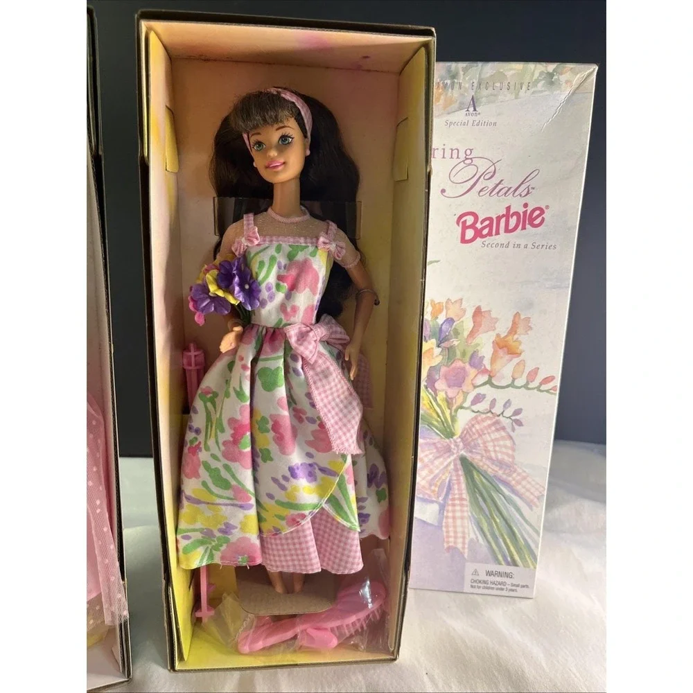2 Mattel AVON Special Edition Spring Blossom Barbie Dolls First/Second 1990's